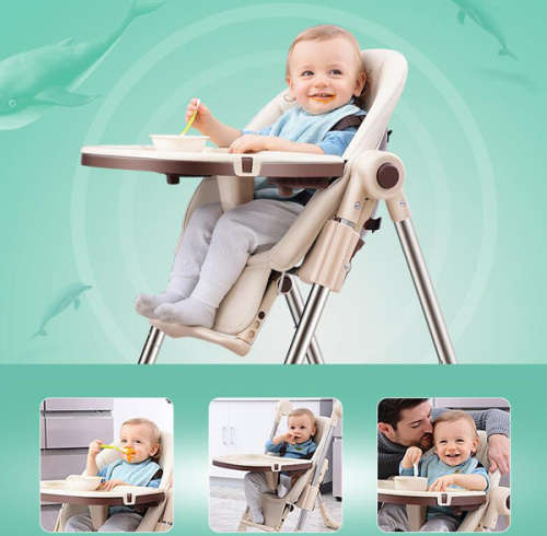 Portable foldable baby feeding High Chair-Brown Unboxed