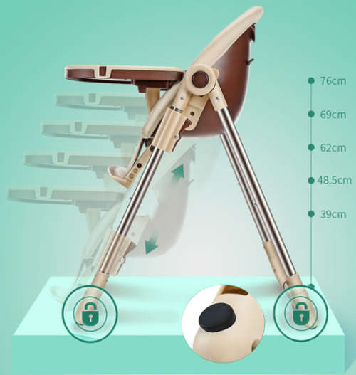 Portable foldable baby feeding High Chair-Brown Unboxed