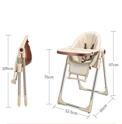 Portable foldable baby feeding High Chair-Brown Unboxed