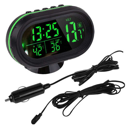4 In 1 Digital Car Thermometer Voltage Meter Luminous Clock Unboxed