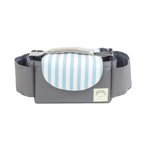Baby Stroller Organiser Hanging Bag - Grey & Stripes Unboxed