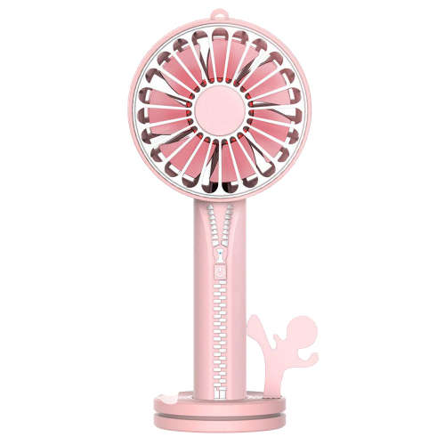 3 in 1 Creative Mini Handheld USB Zipper Fan - Pink Unboxed