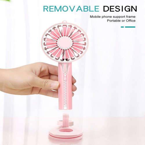 3 in 1 Creative Mini Handheld USB Zipper Fan - Pink Unboxed