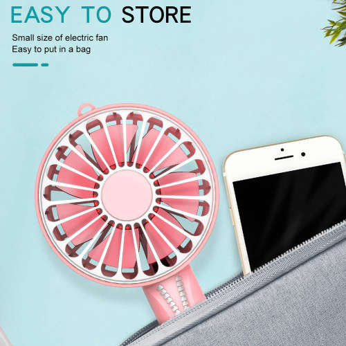 3 in 1 Creative Mini Handheld USB Zipper Fan - Pink Unboxed