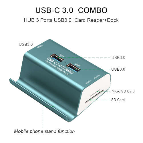 Multifunction USB 3.0 HUB Card Reader & Mobile Phone Holder Unboxed