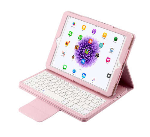 2 In 1 PU Leather Wireless Bluetooth Keyboard Case for iPad 9.7 Inch-Pink Unboxed