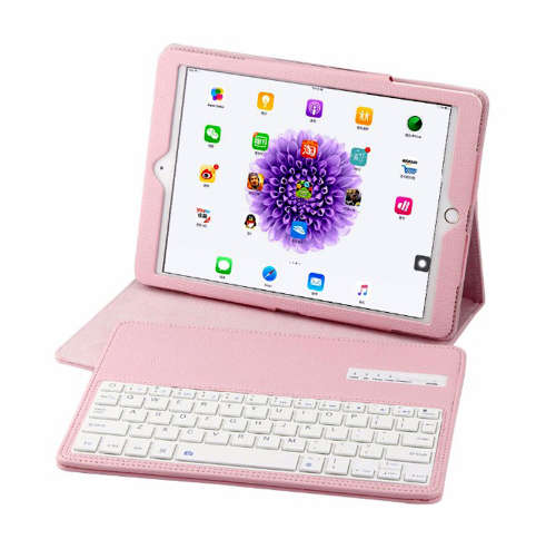2 In 1 PU Leather Wireless Bluetooth Keyboard Case for iPad 9.7 Inch-Pink Unboxed