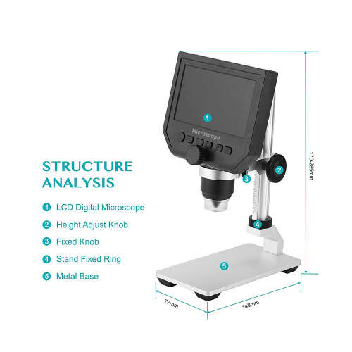 4.3" LCD Microscope Digital Soldering 1-600X Zoom Magnifier Unboxed