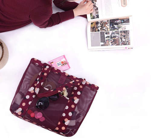 Womens Mesh Lightweight Tote Hand Beach Bag Tote Shoulder Bag Unboxed