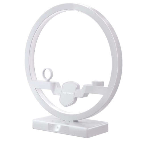 4 in 1 Fast Wireless Charging Dock Station with LED Desk Lamp-White Unboxed