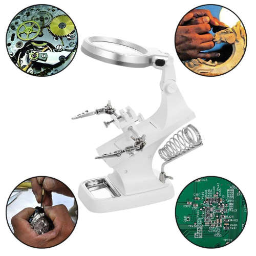 3X 4.5X LED Light Helping Hands Magnifier Station Unboxed