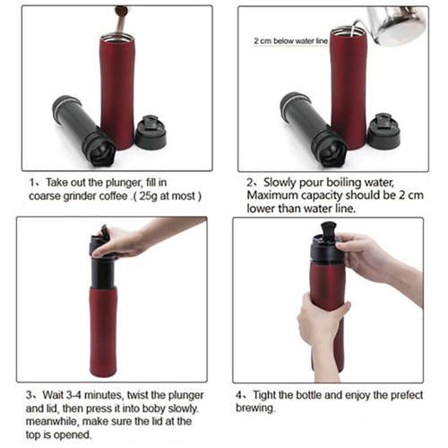 Portable Stainless Steel Vacuum French Coffee Pot Unboxed