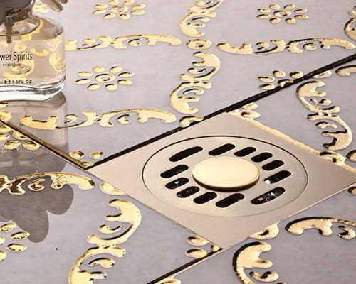 Square Shower Floor Drain with Tile Insert Grate Unboxed