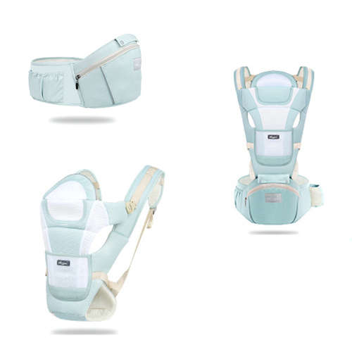 Multi-function Ergonomic Baby Carrier With Hipsit-Green  Unboxed