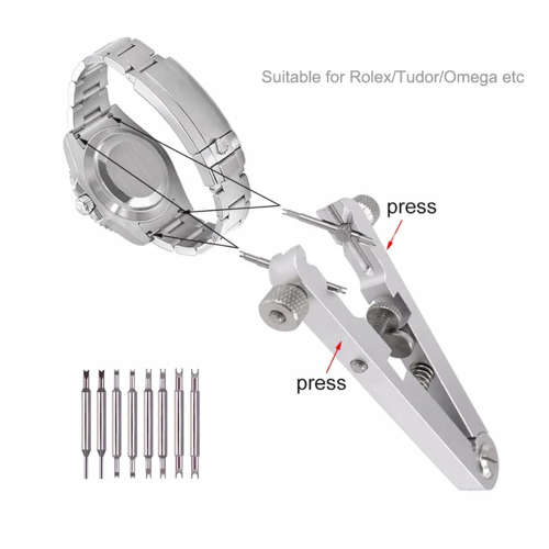 8 Pins Watch Bracelet Spring Bar Standard Plier Remover Tools Kit - Silver Unboxed