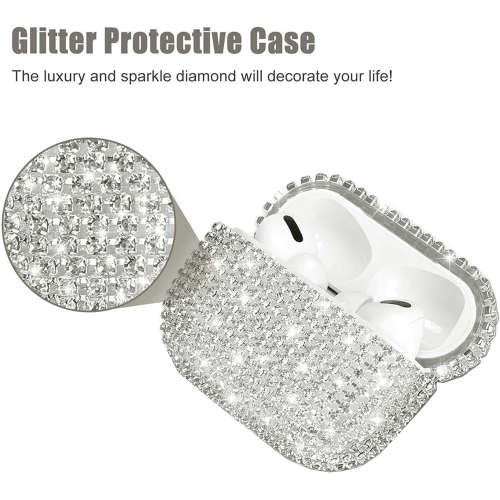 Split Crystal Diamond Protective Cover for Apple AirPods Pro - Silver Unboxed