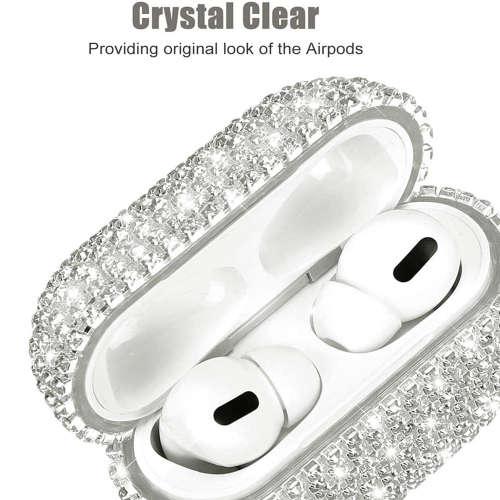 Split Crystal Diamond Protective Cover for Apple AirPods Pro - Silver Unboxed