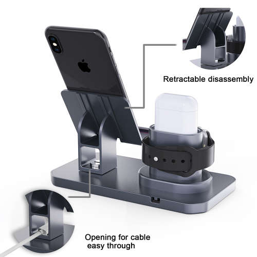 3 in 1 Charging Station for AirPods, iWatch Series & iPhone-Gray Unboxed