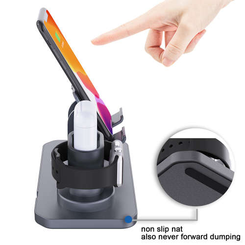 3 in 1 Charging Station for AirPods, iWatch Series & iPhone-Gray Unboxed