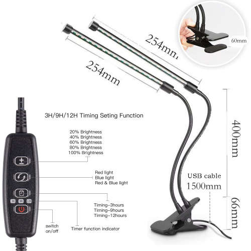 20W LED Dual Head Timing Plant Growing Lamp for Indoor Plants Unboxed