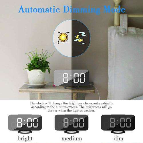 Large LED Display Digital Alarm Clock with Dual USB-Black&White Unboxed