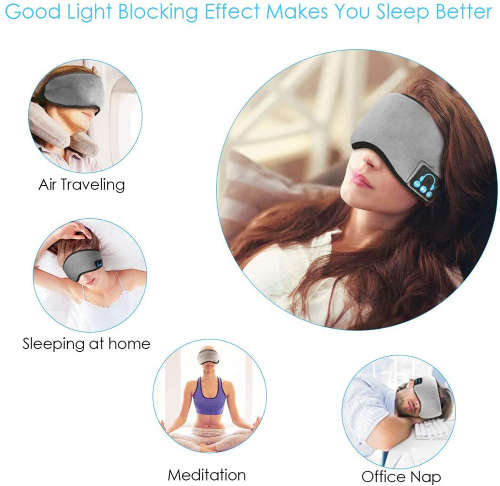 Adjustable Soft Cotton Sleep Eye Mask with Bluetooth Headphone - Gray Unboxed