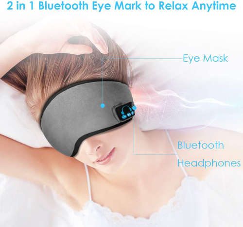 Adjustable Soft Cotton Sleep Eye Mask with Bluetooth Headphone - Gray Unboxed