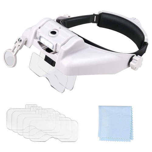 USB Headband Magnifier 3 LED Lights Reading Repair Magnifying Glass Unboxed