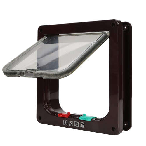 4 Way Lockable Pet Flap Door - Brown (Size:L) Unboxed