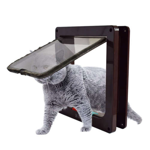 4 Way Lockable Pet Flap Door - Brown (Size:L) Unboxed