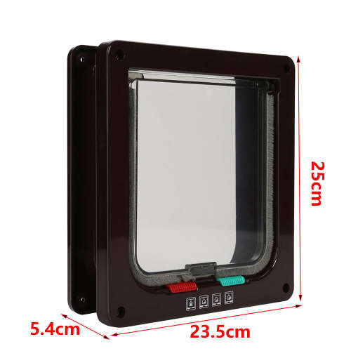4 Way Lockable Pet Flap Door - Brown (Size:L) Unboxed