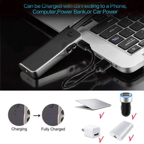 Portable USB Retractable Plasma Lighter with Flashlight - Black