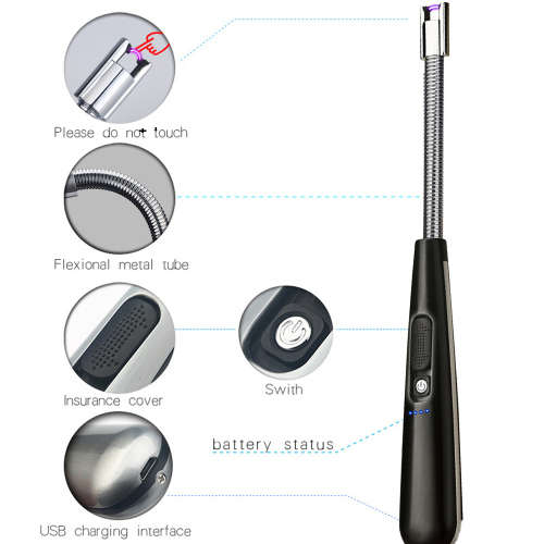 Rechargeable Electric USB Pulsed Arc Lighter for Outdoor BBQ-Black