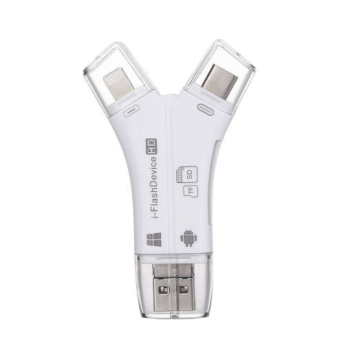 i-Flash Device 4 in 1 SD TF Card Reader for iPhone iPad Android Cellphone