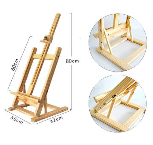 Adjustable Wooden Tabletop Studio H-Frame Easel