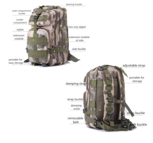 Waterproof 3P Military Backpack Shoulder Bag - 25L