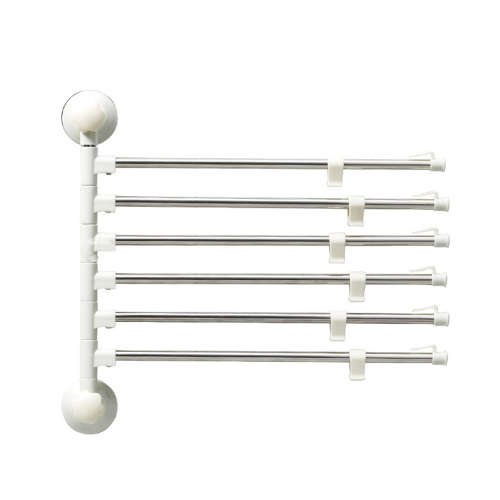 Wall-Mounted Swivel Bathroom Towel Rack Hanger - 6 Arm