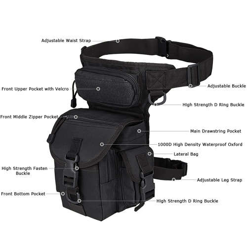 Multi-Purpose Military Tactical Molle Drop Leg Bag - Black
