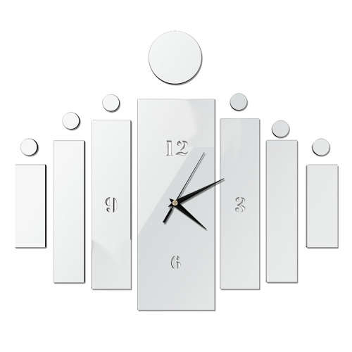 Modern Art DIY Acrylic Mirror Cylinder Wall Clock-Silver