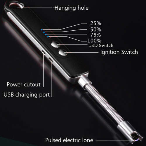 Portable 360 Degree Rotation Electronic Arc Lighter with LED Torch
