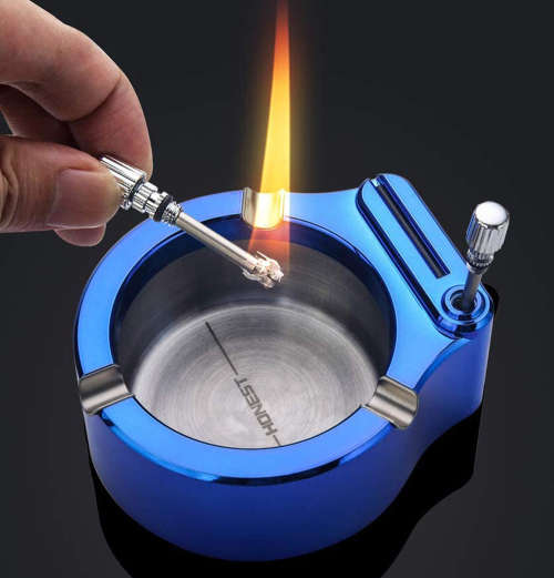 Retro Metal Ashtray Ten Thousand Match Lighter Creative Cigarette Ash Tray
