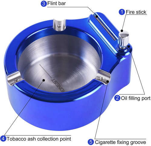 Retro Metal Ashtray Ten Thousand Match Lighter Creative Cigarette Ash Tray