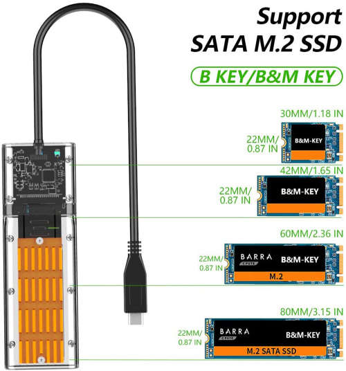 External Type-C Gen1 to M.2 NGFF SATA SSD Enclosure Adapter