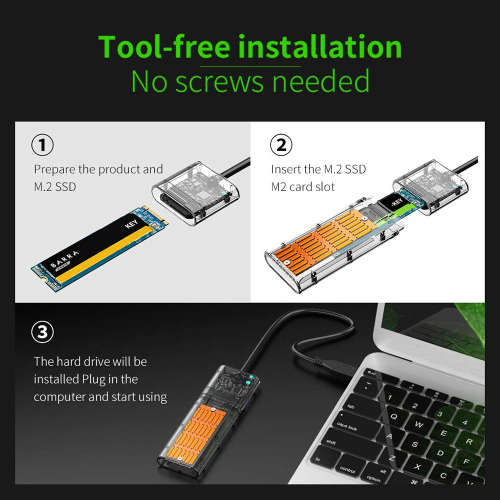 External Type-C Gen1 to M.2 NGFF SATA SSD Enclosure Adapter
