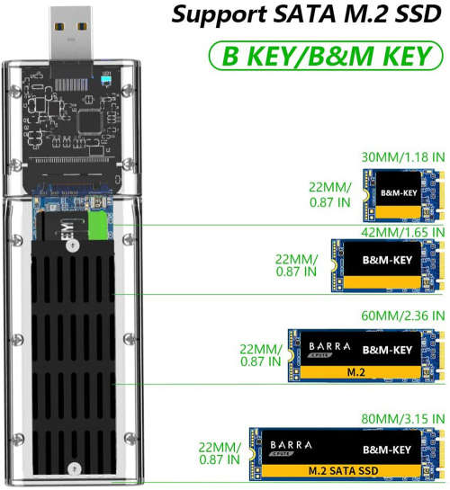 High Speed USB3.0 Gen1 External M.2 NGFF SATA SSD Enclosure