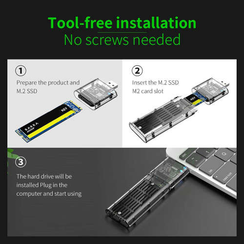 High Speed USB3.0 Gen1 External M.2 NGFF SATA SSD Enclosure