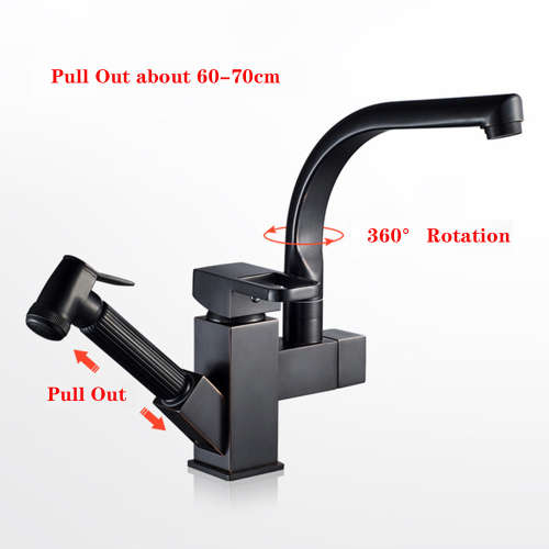 Portable Kitchen 360 Degree Rotation Hot & Cold Pull Out Mixer Tap