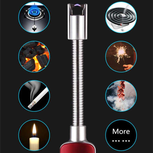 Portable 360 Degree Rotation Electronic Arc Lighter with LED Torch-Red