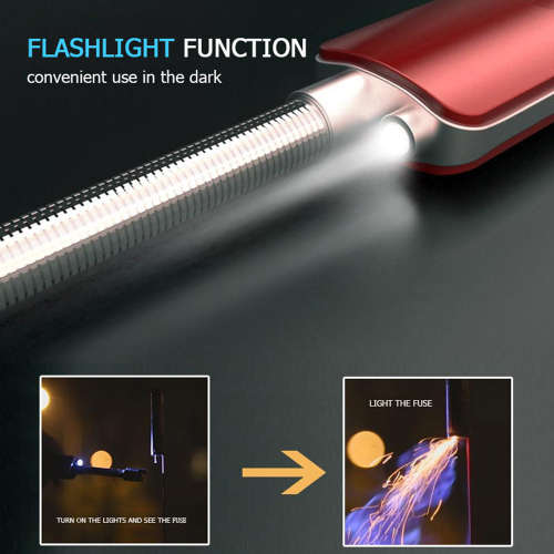 Portable 360 Degree Rotation Electronic Arc Lighter with LED Torch-Red