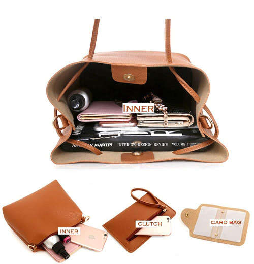 4 in 1 Fashion Handbags Set for Women - Brown